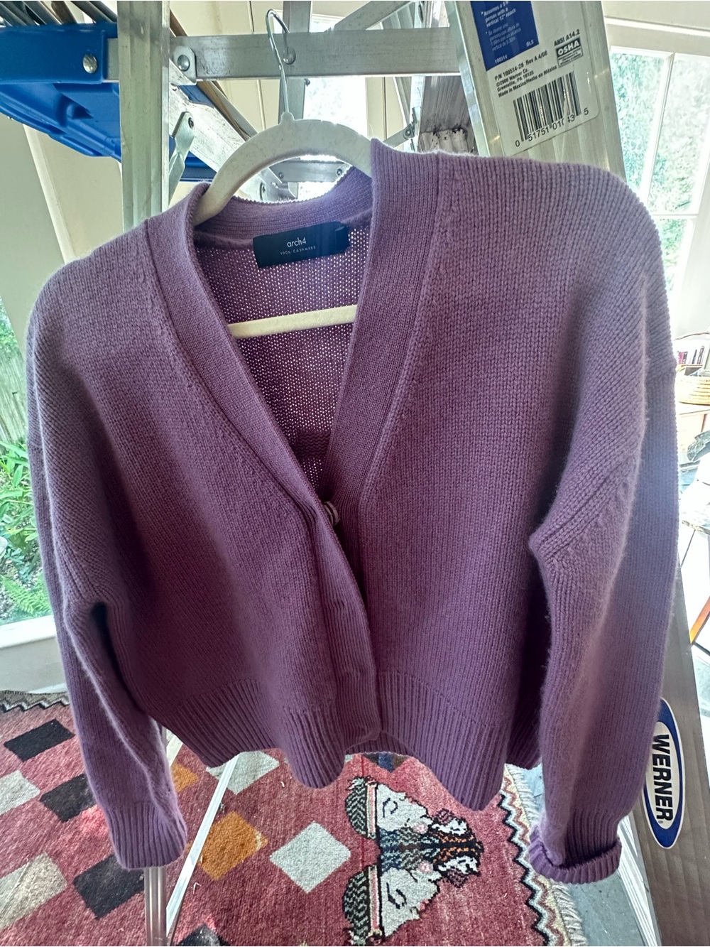 V-Neck Lavender Knit Cardigan Sweater
